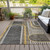 5' X 8' Gray Green and Gold Abstract Washable Non Skid Indoor Outdoor Area Rug