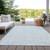 3' X 5' Sky Blue And Ivory Floral Washable Indoor Outdoor Area Rug - Sky Blue, Ivory