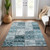 3' X 5' Teal Patchwork Washable Non Skid Indoor Outdoor Area Rug