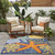 6' X 9' Orange Green and Blue Indoor Outdoor Area Rug - 606114738596