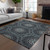 5' X 8' Charcoal Gray And Ivory Floral Medallion Washable Indoor Outdoor Area Rug