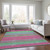 5' X 8' Blush Lime Green And Teal Blue Striped Washable Indoor Outdoor Area Rug