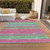 5' X 8' Blush Lime Green And Teal Blue Striped Washable Indoor Outdoor Area Rug