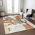5' X 8' Ivory Pink And Green Abstract Washable Indoor Outdoor Area Rug
