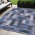 5' X 8' Navy Blue And Sky Blue Southwestern Washable Indoor Outdoor Area Rug