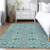 3' X 5' Teal Blue And Aqua Medallion Washable Indoor Outdoor Area Rug
