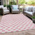 5' X 8' Pink And Ivory Geometric Washable Indoor Outdoor Area Rug - Pink, Ivory
