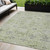 5' X 8' Artichoke Green Beige And Gray Damask Washable Indoor Outdoor Area Rug