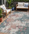 5' X 8' Coral And Teal Blue Abstract Washable Indoor Outdoor Area Rug