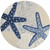 4' Navy Blue And Gray Round Starfish Indoor Outdoor Area Rug