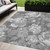 5' X 8' Gray And Charcoal Floral Washable Indoor Outdoor Area Rug Transitional Style - Gray, Silver Color