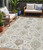 5' X 8' Ivory Brown And Gray Damask Washable Indoor Outdoor Area Rug