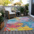 5' X 8' Blue Yellow Pink And Orange Abstract Washable Indoor Outdoor Area Rug