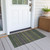 2' X 3' Olive Green Striped Washable Non Skid Indoor Outdoor Area Rug