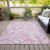 3' X 5' Pink And Beige Floral Washable Indoor Outdoor Area Rug