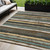 5' X 8' Brown Beige And Green Striped Washable Indoor Outdoor Area Rug