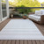 3' X 5' Ivory Striped Washable Indoor Outdoor Area Rug