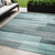5' X 8' Teal Blue And Ivory Striped Washable Indoor Outdoor Area Rug - Teal Blue, Ivory