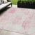 5' X 8' Pink And Ivory Abstract Washable Indoor Outdoor Area Rug Transitional Style - Pink, Ivory Color