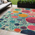 5' X 8' Teal Blue Pink And Orange Geometric Washable Indoor Outdoor Area Rug