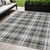 5' X 8' Charcoal Ivory And Gold Plaid Washable Indoor Outdoor Area Rug