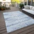 3' X 5' Sky Blue And Ivory Striped Washable Indoor Outdoor Area Rug