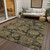 5' X 8' Charcoal Gold And Tan Floral Washable Indoor Outdoor Area Rug