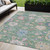 5' X 8' Sage Ivory And Pink Floral Washable Indoor Outdoor Area Rug