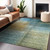 3' X 5' Blue Gold And Green Abstract Washable Indoor Outdoor Area Rug