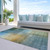 3' X 5' Blue Gold And Green Abstract Washable Indoor Outdoor Area Rug