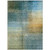 3' X 5' Blue Gold And Green Abstract Washable Indoor Outdoor Area Rug