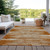 3' X 5' Brown Gray And Ivory Striped Washable Indoor Outdoor Area Rug