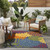 5' X 7' Blue Yellow and Green Indoor Outdoor Area Rug