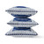 26" X 26" Indigo And White Blown Seam Floral Indoor Outdoor Throw Pillow