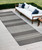 8' Runner Blue and Gray Striped Stain Resistant Indoor Outdoor Runner Rug - Blue, Gray