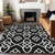 5' X 8' Black And Ivory Trellis Washable Indoor Outdoor Area Rug