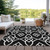 5' X 8' Black And Ivory Trellis Washable Indoor Outdoor Area Rug