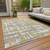 3' X 5' Gold Ivory And Gray Striped Washable Indoor Outdoor Area Rug