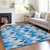 5' X 8' Sky Blue Denim Blue And Ivory Abstract Washable Indoor Outdoor Area Rug - Sky Blue, Denim Blue, Ivory