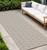 8' Gray And Ivory Geometric Indoor Outdoor Runner Rug
