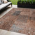 5' X 8' Terra Cotta Copper And Charcoal Patchwork Washable Indoor Outdoor Area Rug