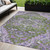 5' X 8' Olive Green And Purple Oriental Washable Indoor Outdoor Area Rug