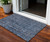 3' X 5' Blue And Black Damask Washable Indoor Outdoor Area Rug