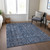 3' X 5' Blue And Black Damask Washable Indoor Outdoor Area Rug