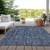 3' X 5' Blue And Black Damask Washable Indoor Outdoor Area Rug