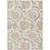 3' X 5' Ivory Beige And Gold Floral Washable Indoor Outdoor Area Rug