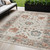 5' X 8' Linen And Ivory Floral Washable Indoor Outdoor Area Rug