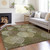 5' X 8' Olive Green Artichoke Green And Gray Floral Washable Indoor Outdoor Area Rug