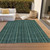 5' X 8' Teal Blue Aqua And Mint Green Striped Washable Indoor Outdoor Area Rug