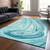 5' X 8' Turquoise Teal Blue And Gray Abstract Washable Indoor Outdoor Area Rug